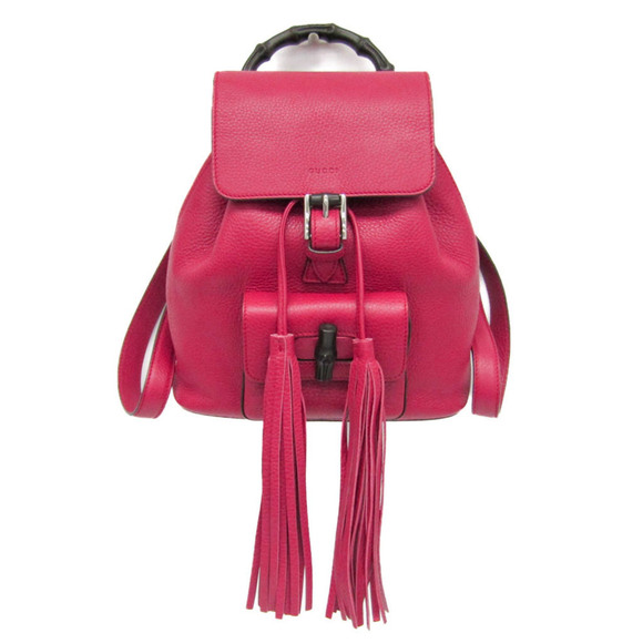 GUCCI Authentic Pink Leather Bamboo Backpack main image 16